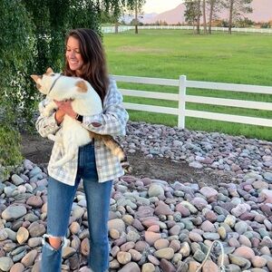 Madewell Light Blue/white Plaid light Jacket Size Small